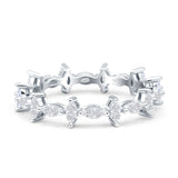 Minimalist 5mm Full Eternity Marquise Band Cubic Zirconia 925 Sterling Silver