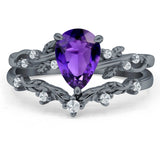 Two Piece Pear CZ Ring