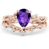 Two Piece Pear CZ Ring