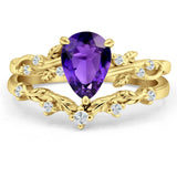 Two Piece Pear CZ Ring