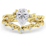 Two Piece Pear Natural Stone Chevron Ring