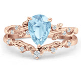 Two Piece Pear Natural Stone Chevron Ring