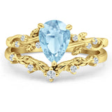 Two Piece Pear Natural Stone Chevron Ring