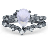 Two Piece Pear Natural Stone Chevron Ring