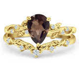 Two Piece Pear Natural Stone Chevron Ring