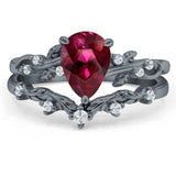 Two Piece Pear CZ Ring