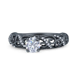 Art Deco Round Natural Stone Filigree Ring
