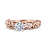 Art Deco Round Natural Stone Filigree Ring