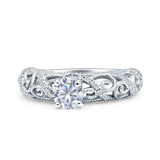Art Deco Round Natural Stone Filigree Ring