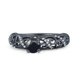 Art Deco Round Natural Stone Filigree Ring