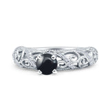 Art Deco Round Natural Stone Filigree Ring