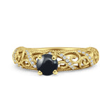 Art Deco Round Natural Stone Filigree Ring