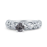 Art Deco Round Natural Stone Filigree Ring