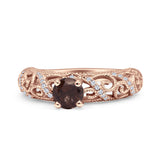 Art Deco Round Natural Stone Filigree Ring