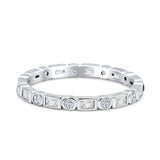 Minimalist 2.5mm Full Eternity Band Cubic Zirconia 925 Sterling Silver