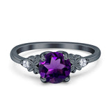 Art Deco Round Natural Stone Floral Ring