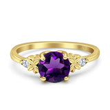 Art Deco Round Natural Stone Floral Ring