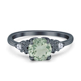 Art Deco Round Natural Stone Floral Ring