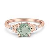Art Deco Round Natural Stone Floral Ring