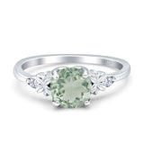 Art Deco Round Natural Stone Floral Ring
