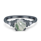 Art Deco Round Natural Stone Floral Ring