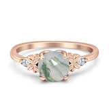 Art Deco Round Natural Stone Floral Ring