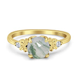 Art Deco Round Natural Stone Floral Ring