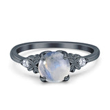 Art Deco Round Natural Stone Floral Ring