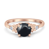 Art Deco Round Natural Stone Floral Ring
