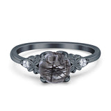 Art Deco Round Natural Stone Floral Ring