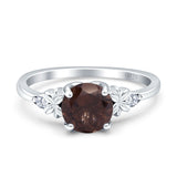 Art Deco Round Natural Stone Floral Ring