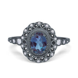 Art Deco Oval Natural Stone Beaded Ring