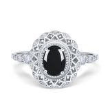 Art Deco Oval Natural Stone Beaded Ring