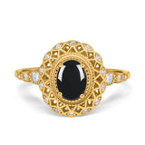 Art Deco Oval Natural Stone Beaded Ring