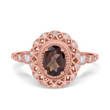Art Deco Oval Natural Stone Beaded Ring