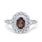 Art Deco Oval Natural Stone Beaded Ring
