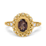 Art Deco Oval Natural Stone Beaded Ring