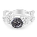 Art Deco Round Natural Stone Flower Ring