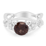 Art Deco Round Natural Stone Flower Ring