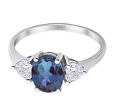 Three Stone Oval Lab Alexandrite Promise Ring 925 Sterling Silver