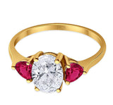 Three Stone Oval Natural Stone Trio Ring