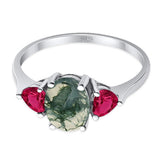 Three Stone Oval Natural Stone Trio Ring