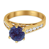 Round Natural Stone Engagement Ring