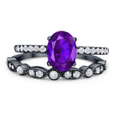 Two Piece Oval Natural Stone Bridal Ring