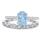 Two Piece Oval Natural Stone Bridal Ring
