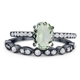 Two Piece Oval Natural Stone Bridal Ring