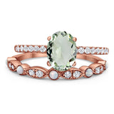 Two Piece Oval Natural Stone Bridal Ring