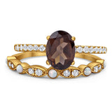 Two Piece Oval Natural Stone Bridal Ring