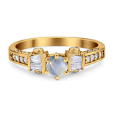 Art Deco Round Natural Stone Cocktail Ring