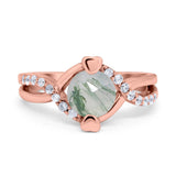 Art Deco Round Natural Stone Twisted Ring